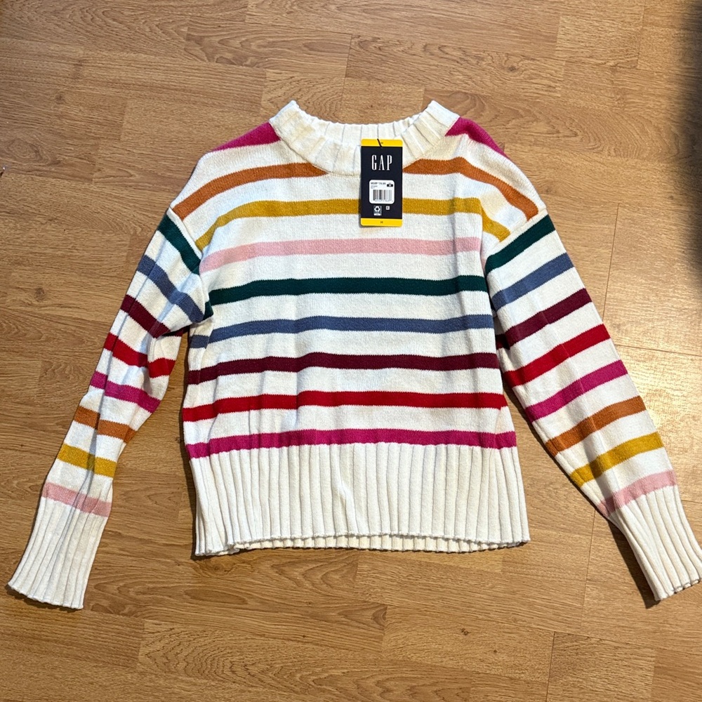 GAP Women's Colorful Striped Crew Neck Sweater